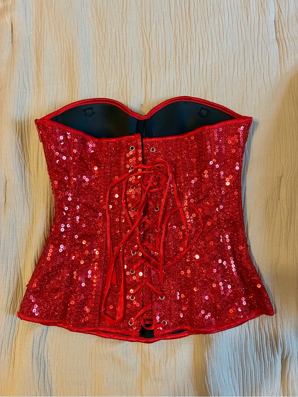Rubie’s DC Wonder Woman Deluxe Red Sequin Corset S/M - Picture 2 of 9